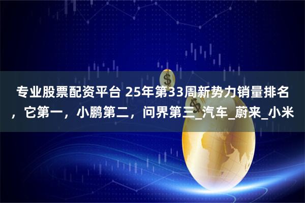 专业股票配资平台 25年第33周新势力销量排名，它第一，小鹏第二，问界第三_汽车_蔚来_小米